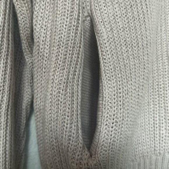 NWOT Divided Taupe Ribbed Crew Neck Zip Front Knitted Cardigan With Pockets - Picture 6 of 9